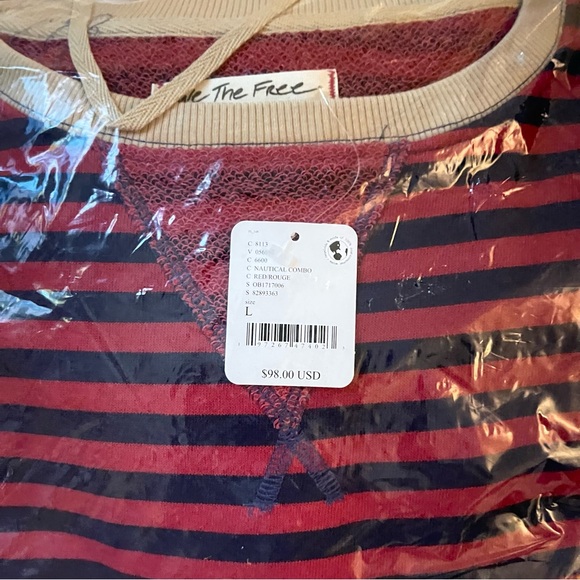 NEW Free People Classic Striped Oversized Crewneck - Picture 9 of 10